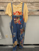 Pre Order Paper Lace PL-G238P denim patchwork floral applique overalls