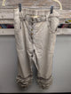 Pre Order Paper Lace PL-C43P silver taupe crinkle pants with elastic waist button front and tiered ruffle cuffs