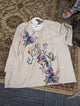 Pre Order Paper Lace PVS-704T cream long sleeve top with vibrant cascading floral embroidery in purple blue pink and gold one size