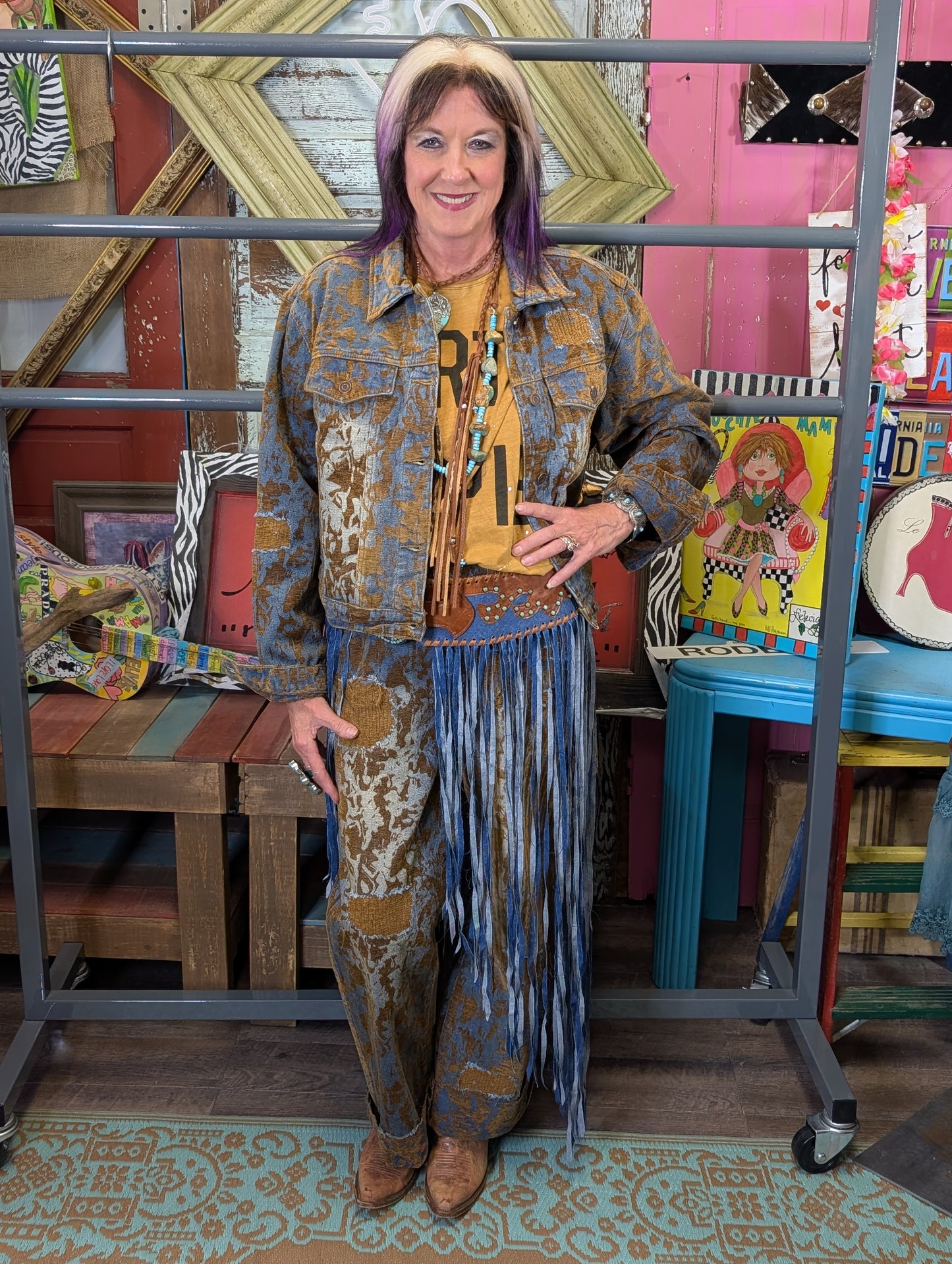 Kurtman Leather Denim Fringe — front view