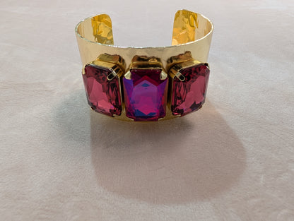 Pre Order Wafa Wide Cuff 3 Stone Cuff