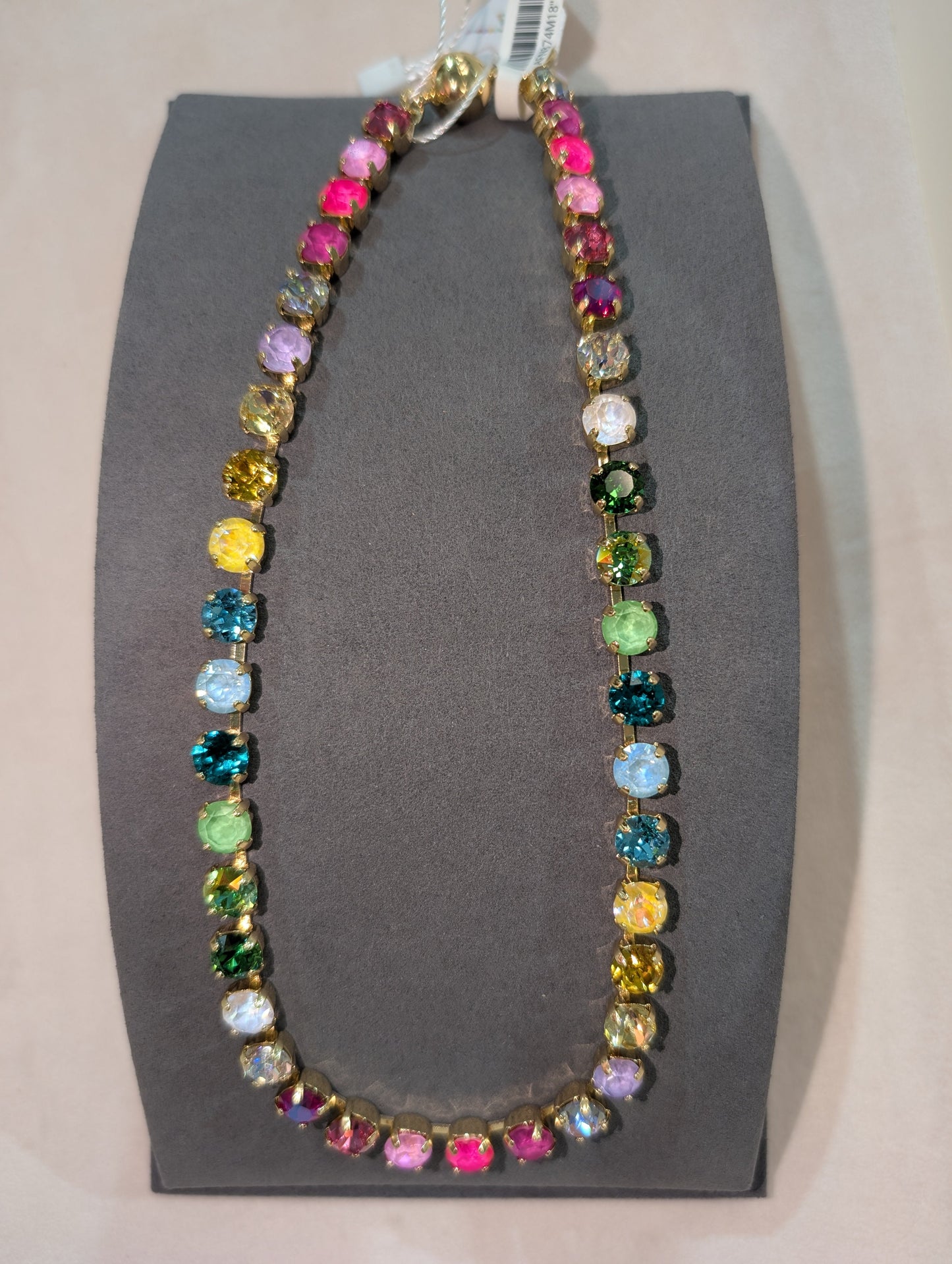 Wafa Rainbow Multi Stone Necklace - full circle crystal necklace with multicolor stones in gold prong settings