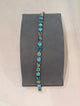 Wafa Lariat Aqua Multi Stone Bracelet - slim tennis bracelet with aqua, teal, sky blue opal and clear crystal stones in gold settings