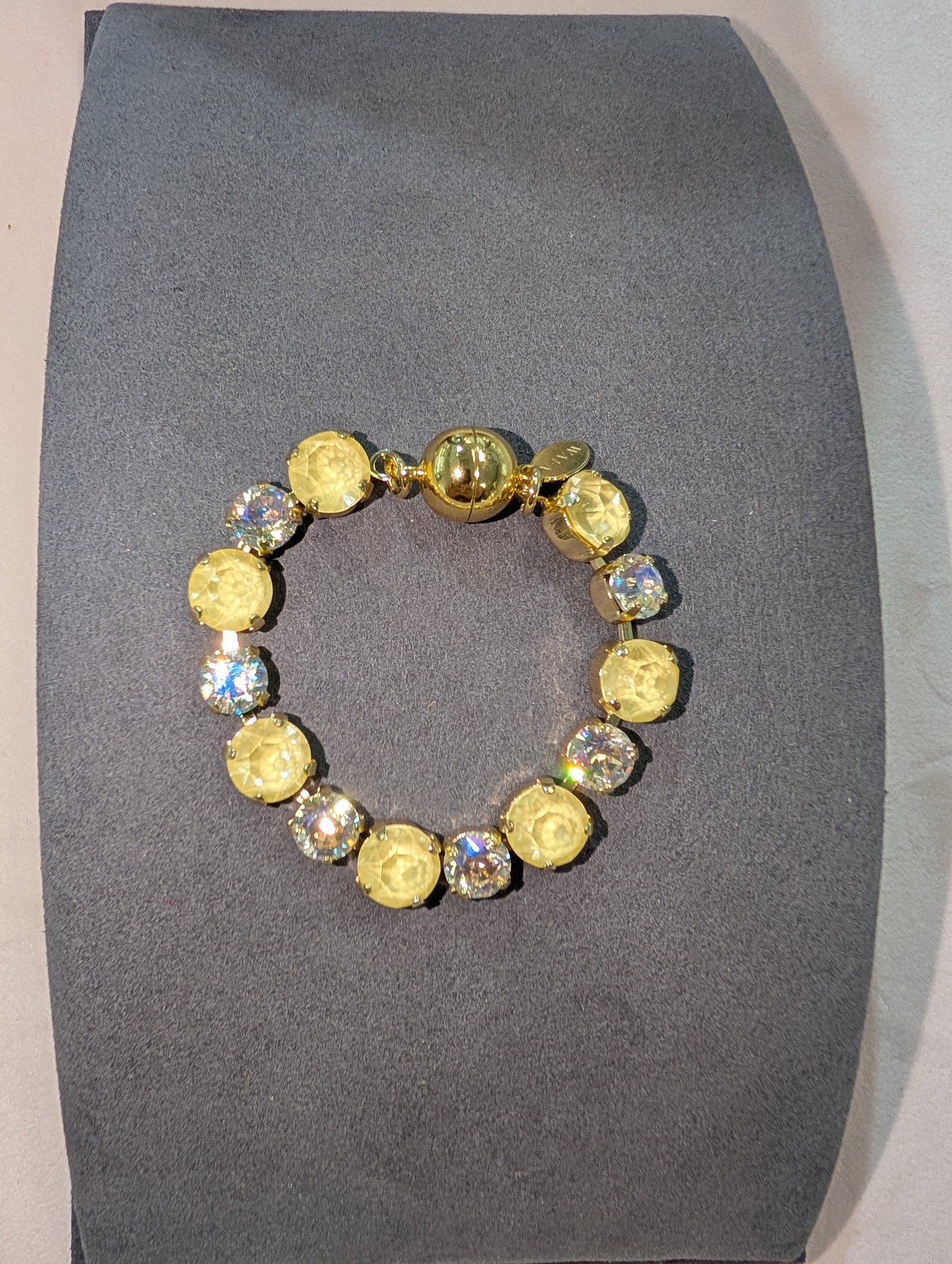 Wafa Yellow Gold Bracelet - Yellow Opal and Clear Crystal Tennis Bracelet