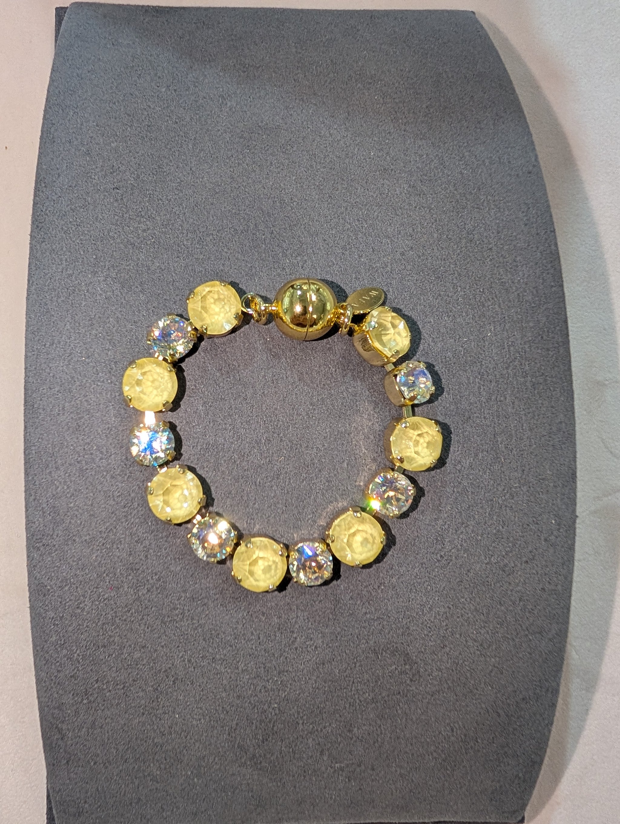 Wafa Yellow Gold Bracelet - Yellow Opal and Clear Crystal Tennis Bracelet