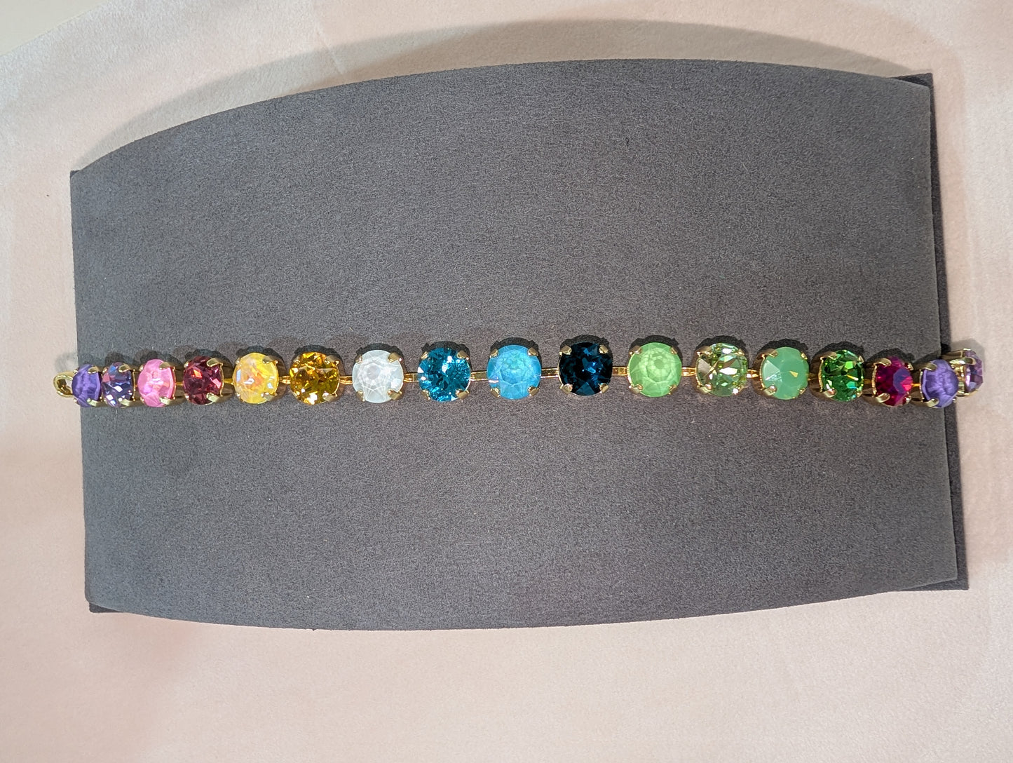 Pre Order Wafa Multi Colored Lariat - Rainbow Crystal Tennis Bracelet