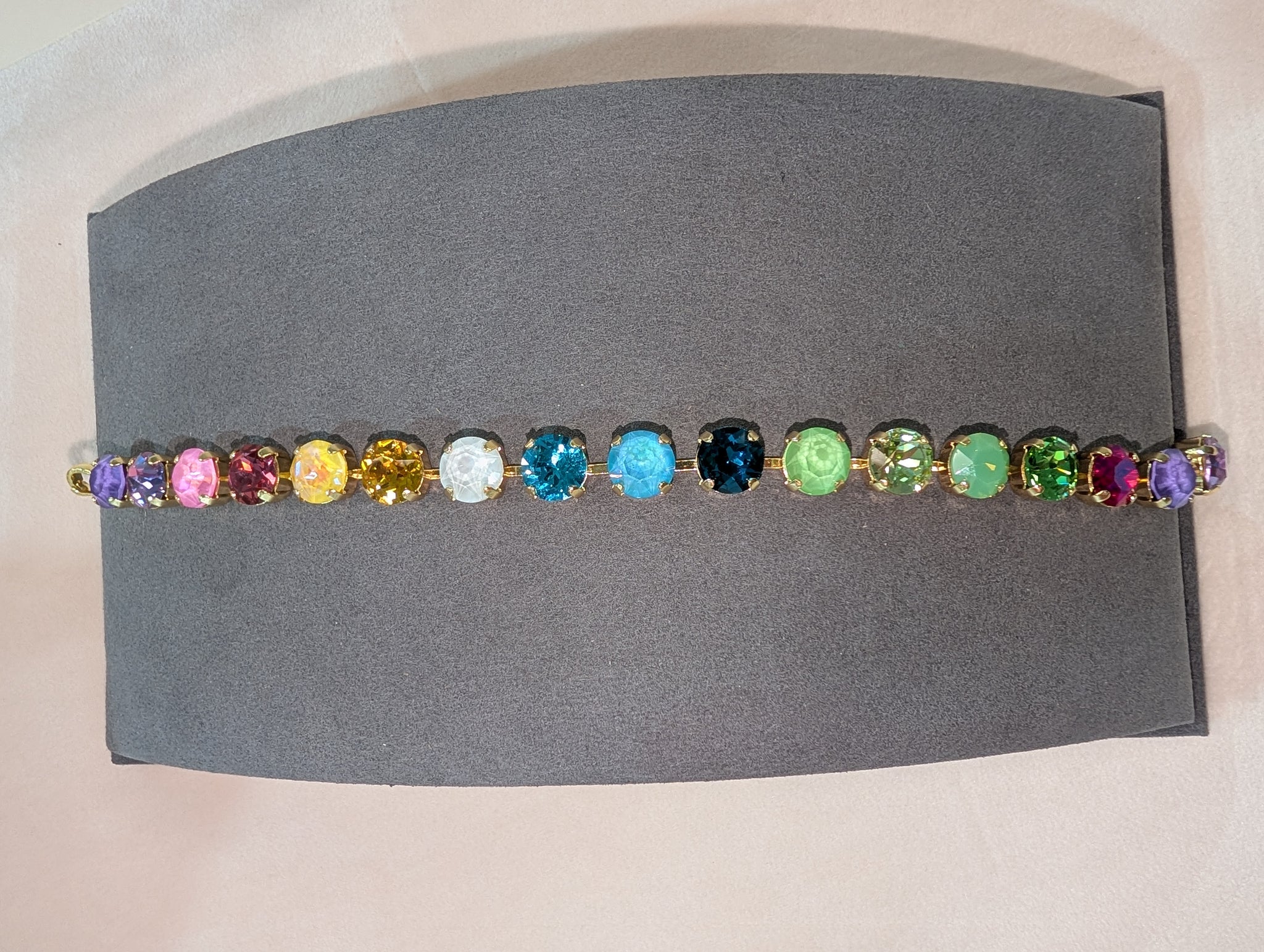Pre Order Wafa Multi Colored Lariat - Rainbow Crystal Tennis Bracelet