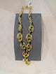 Wafa Black and Gold Lariat - Puffed Mariner Link Chain Necklace