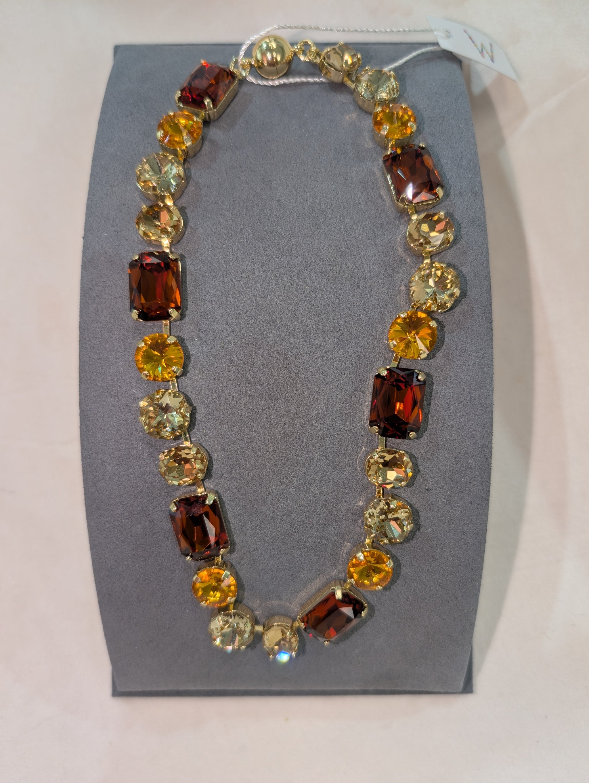 Wafa Autumn Multi Stone Necklace - Mixed Cut Crystal Statement Necklace