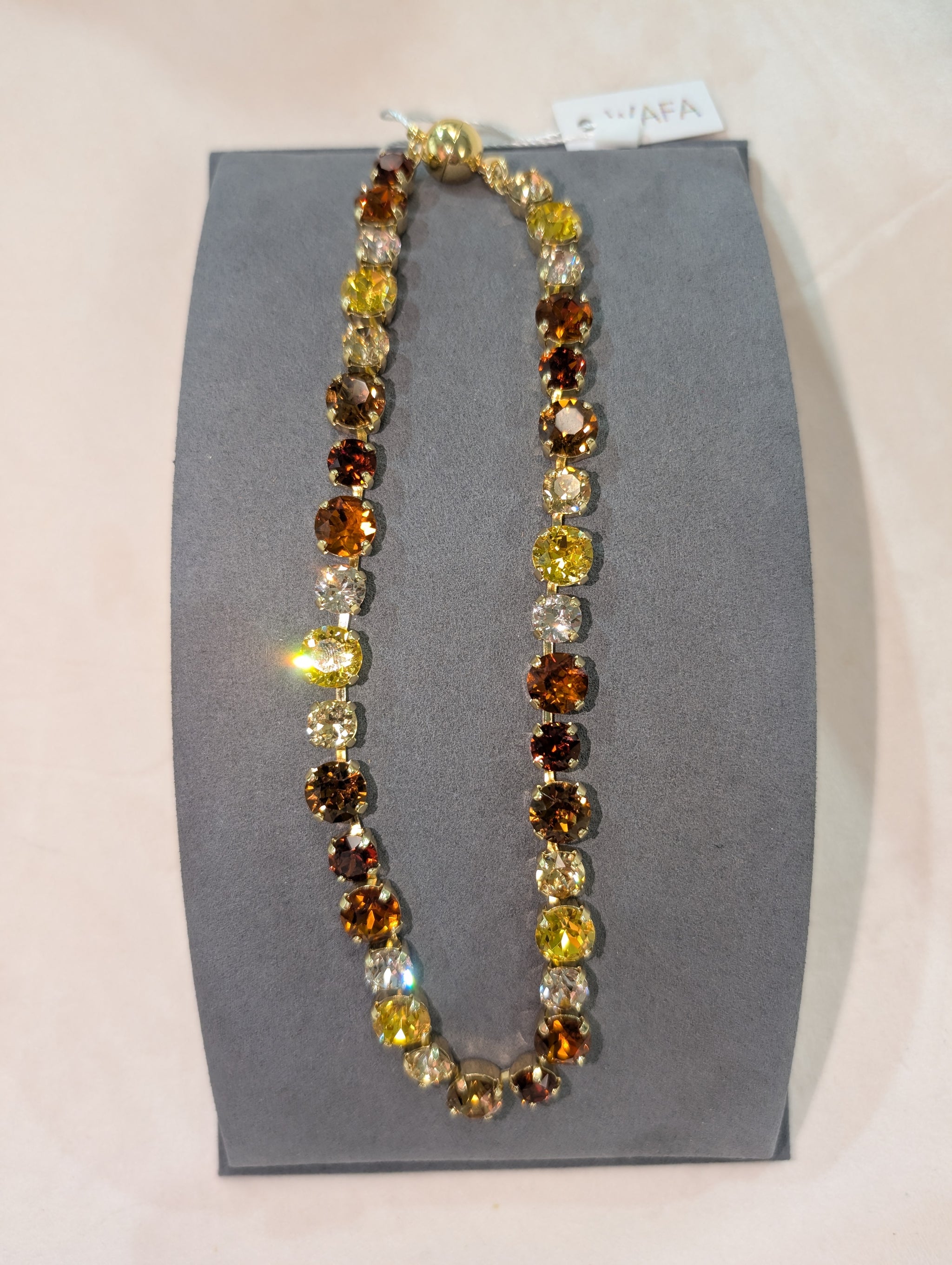 Wafa Autumn Round Stone Necklace - Multi Crystal Tennis Necklace