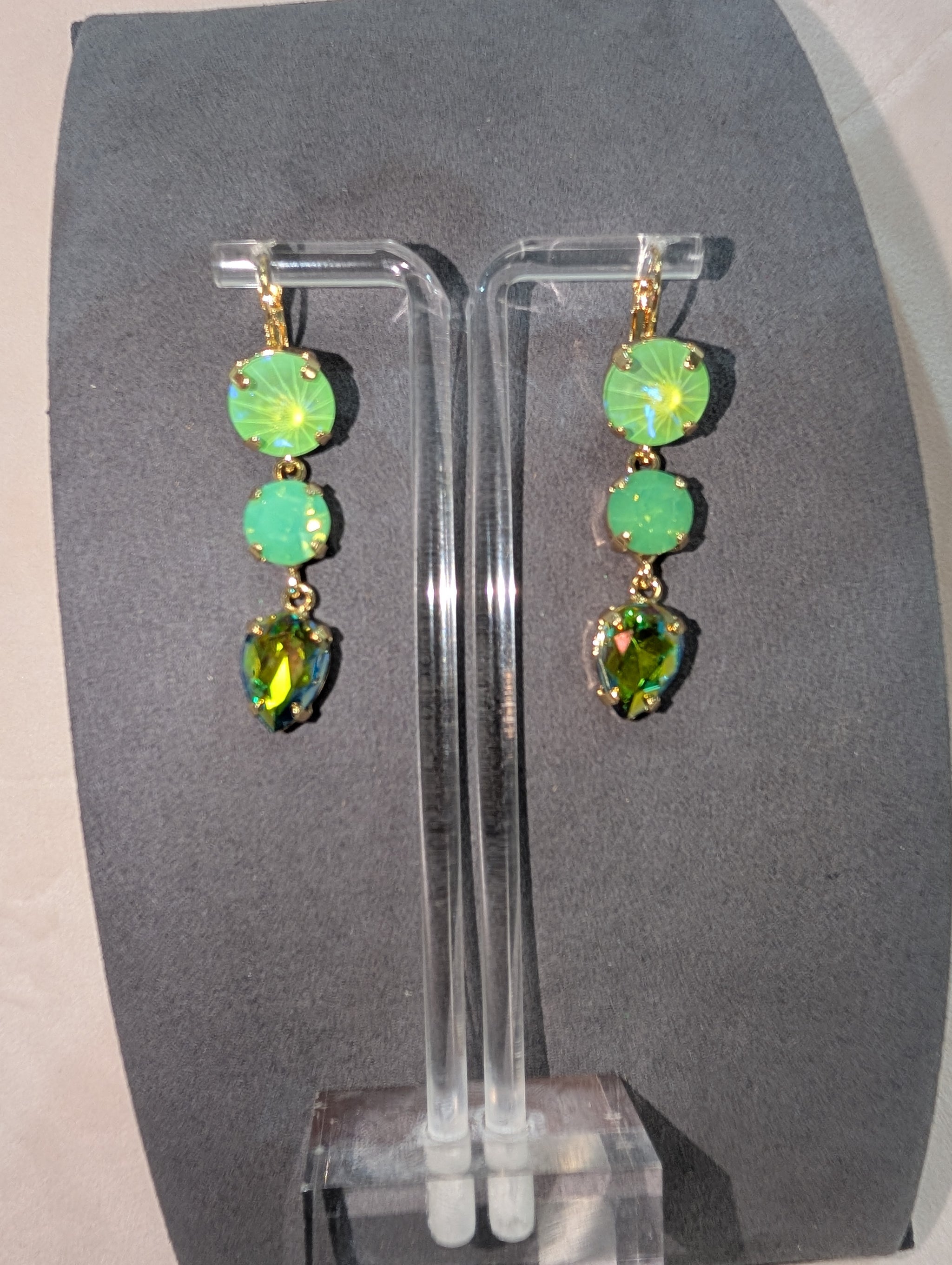 Pre Order Wafa 3 Stone Earrings - Mint Green