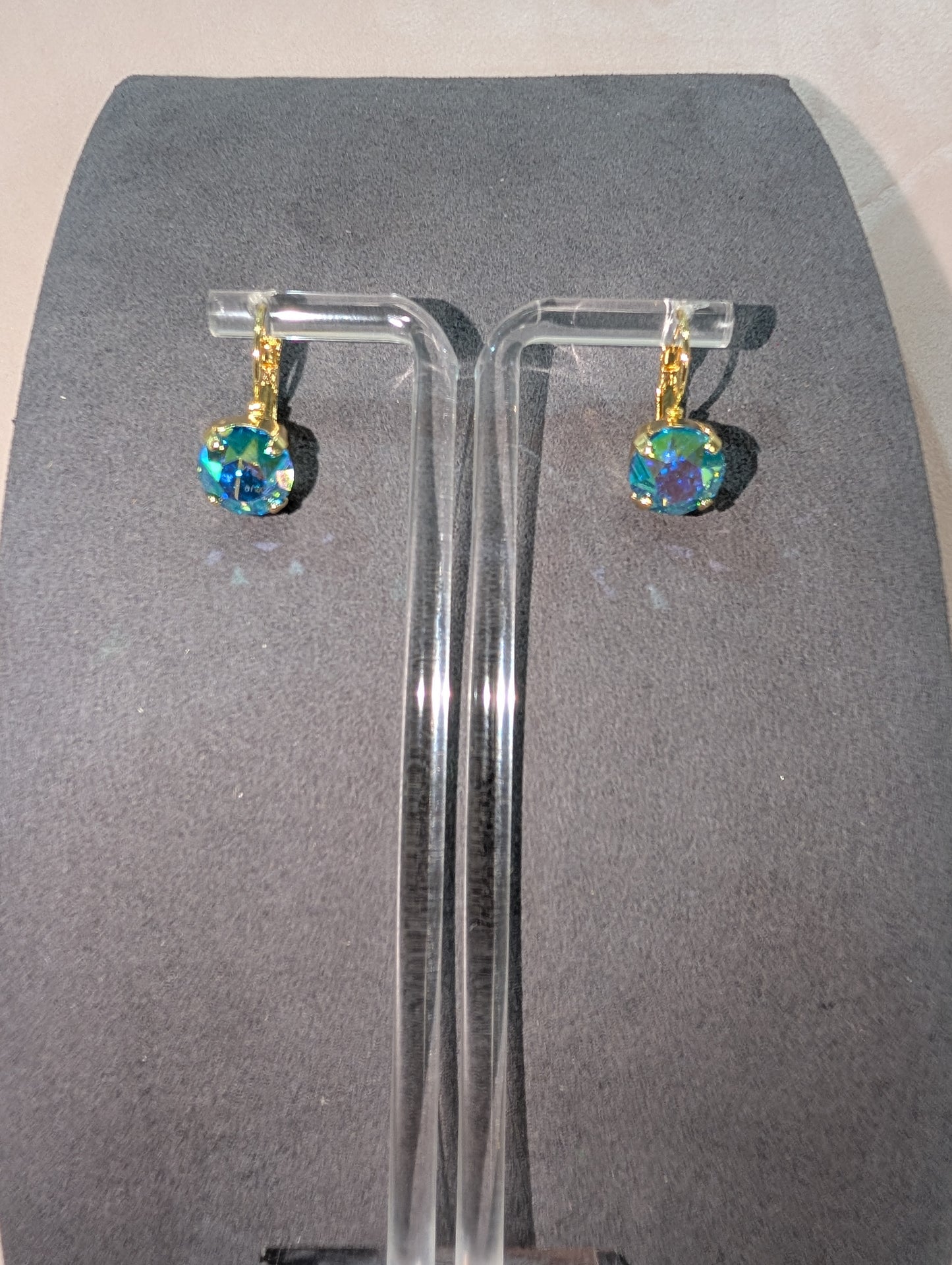 Wafa Crystal Drop Earrings - Green Blue Iridescent