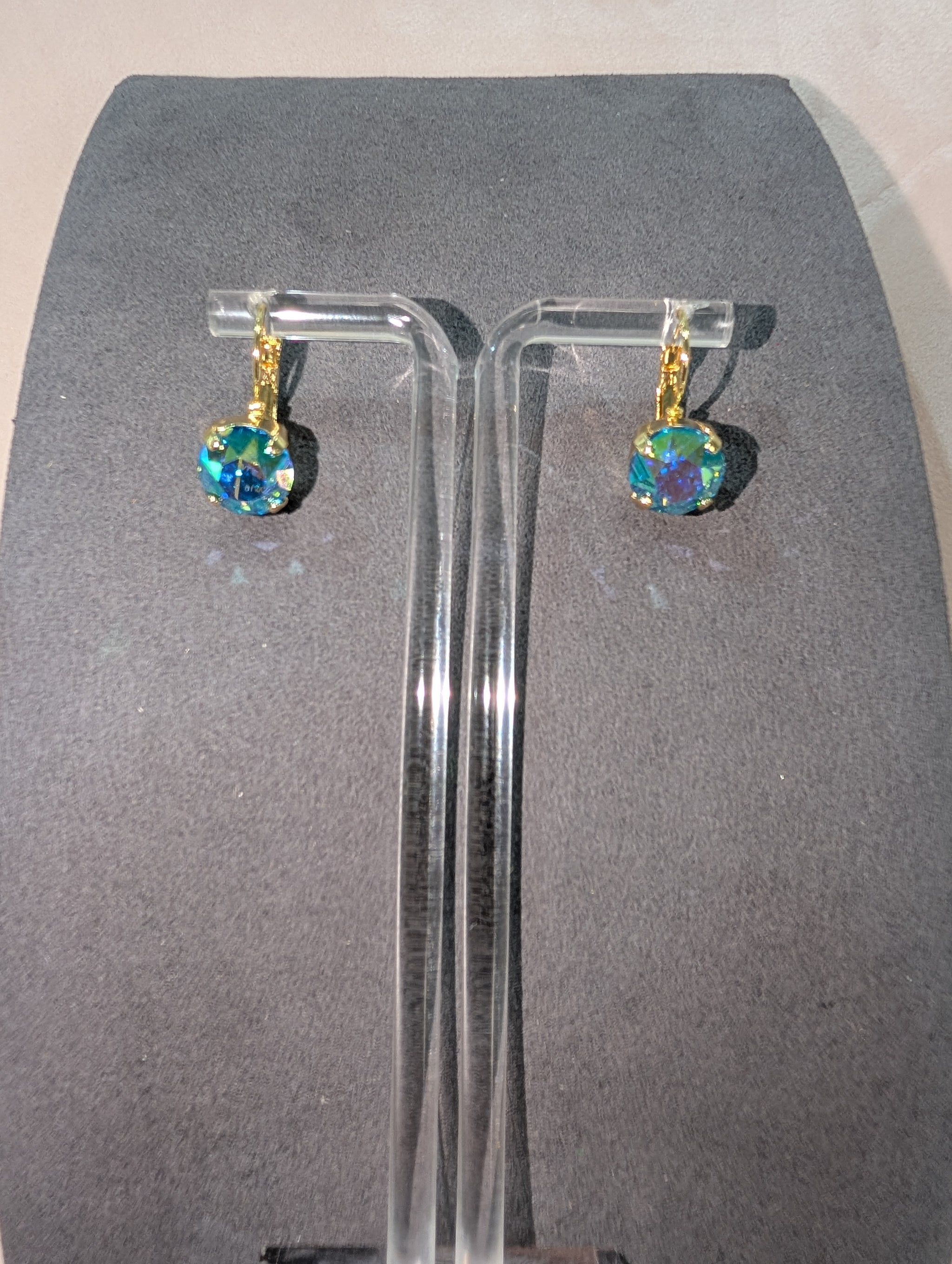 Wafa Crystal Drop Earrings - Green Blue Iridescent