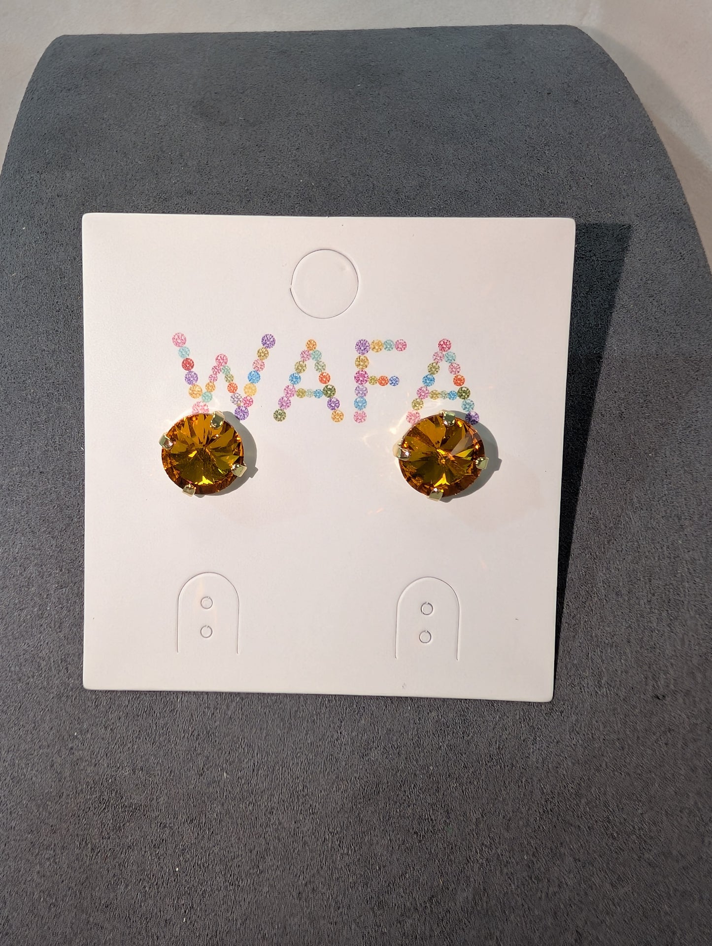 Wafa Circle Earrings - Gold Amber Crystal