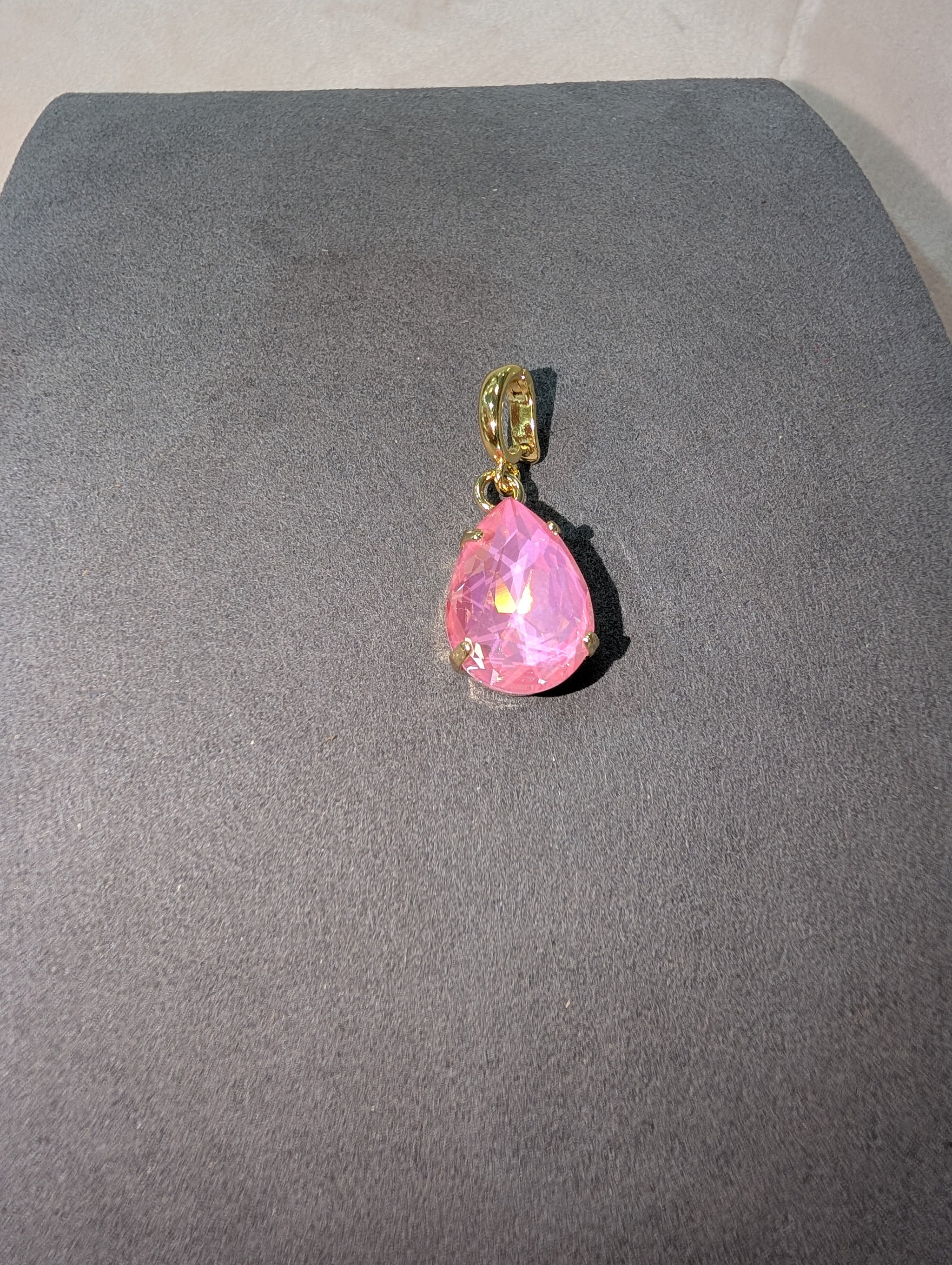 Wafa Charm - Pink Teardrop Crystal