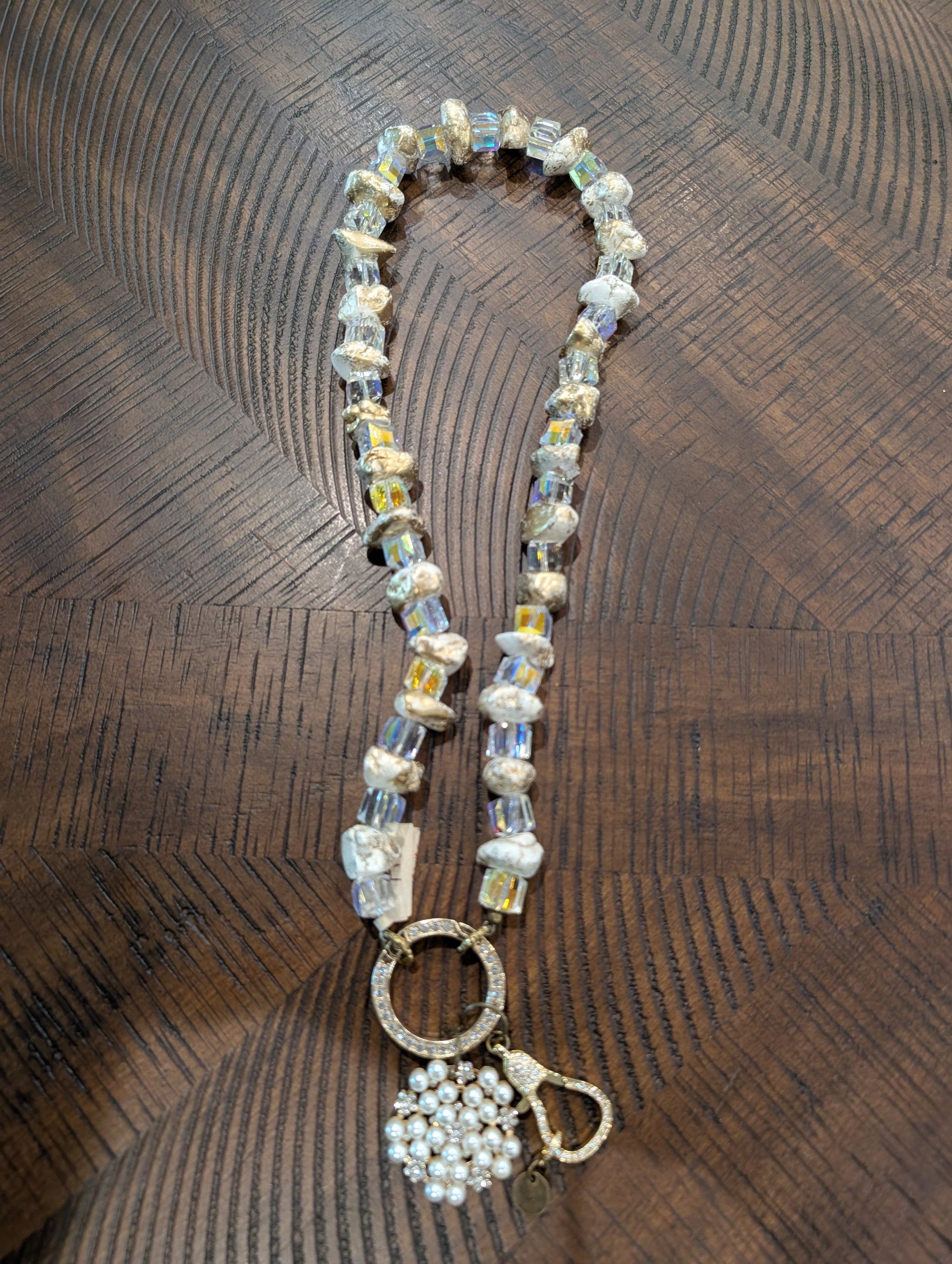 A Rare Bird Crystal & Pearl Angel Wing Necklace - View 2