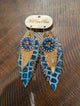 A Rare Bird Blue Python & Gold Feather Concho Earrings