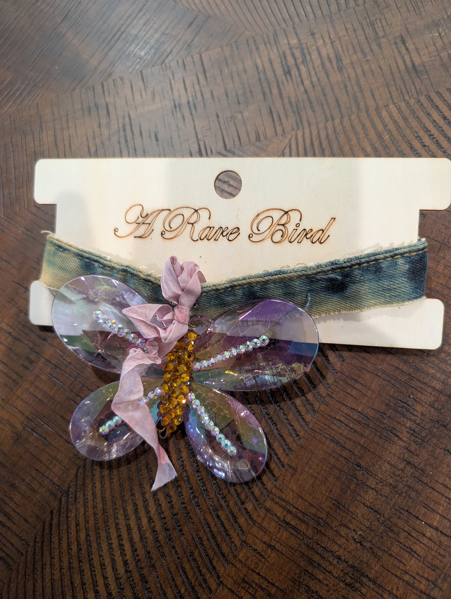A Rare Bird Dragonfly Crystal Denim Choker