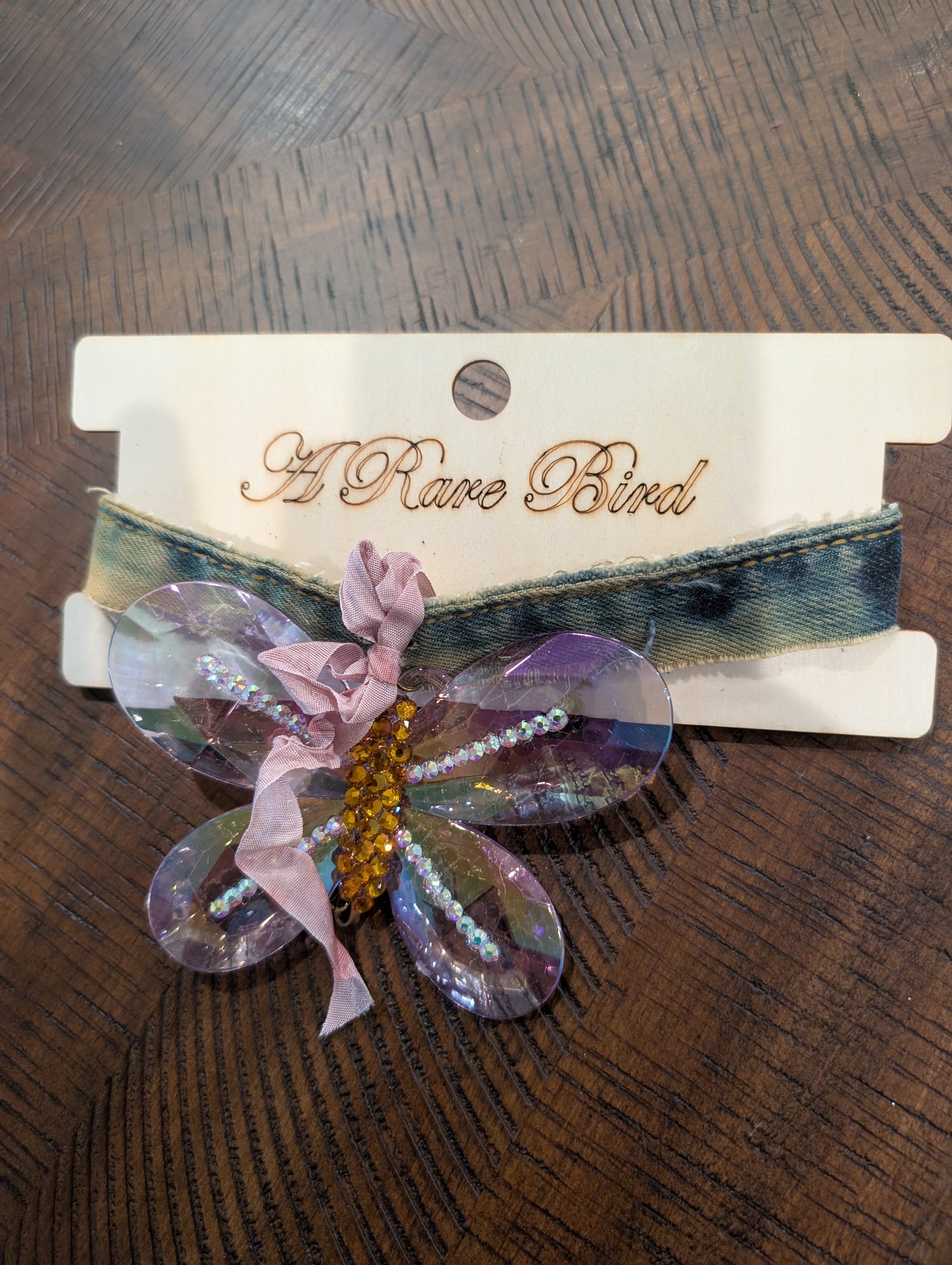 A Rare Bird Dragonfly Crystal Denim Choker