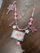 A Rare Bird Pink Santa Snowflake Beaded Necklace