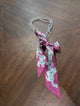 A Rare Bird Twilly Pearl Scarf Necklace - crystal beads with magenta horse-print silk twilly