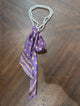 A Rare Bird Twilly Pearl Scarf Necklace - faux pearl strand with purple polka dot silk twilly