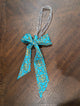 A Rare Bird Twilly Pearl Scarf Necklace in turquoise logo print