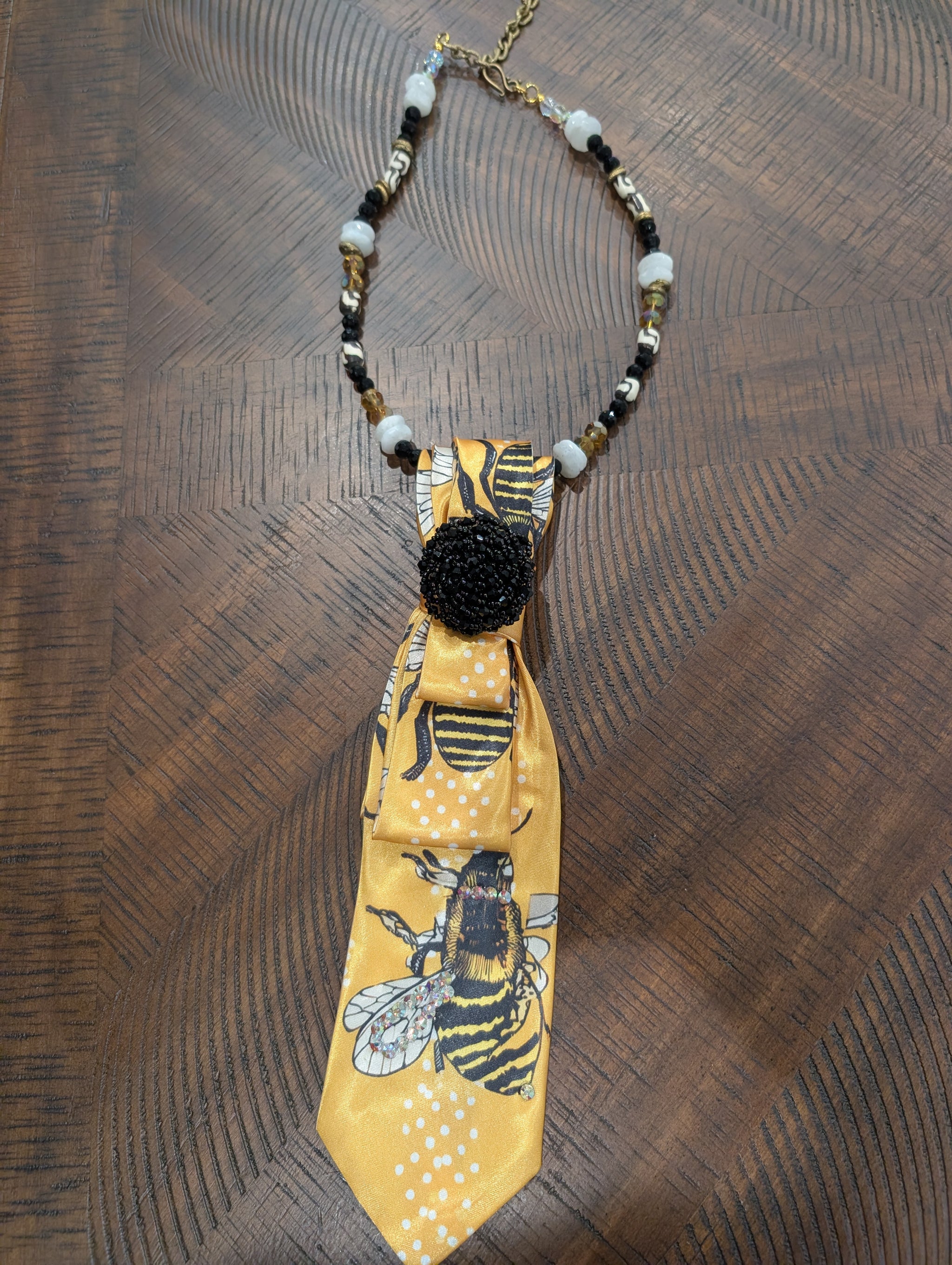 A Rare Bird Artisan Scarf Brooch Necklace - Bumblebee colorway