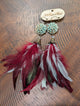 A Rare Bird Turquoise Bead Cluster Feather Earrings on branded wooden card