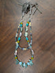 A Rare Bird Double Strand Abalone Turquoise Quartz Spike Necklace with suede tie closure