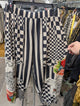 I Love Linen Checker Patchwork Wide Leg Pants - Front