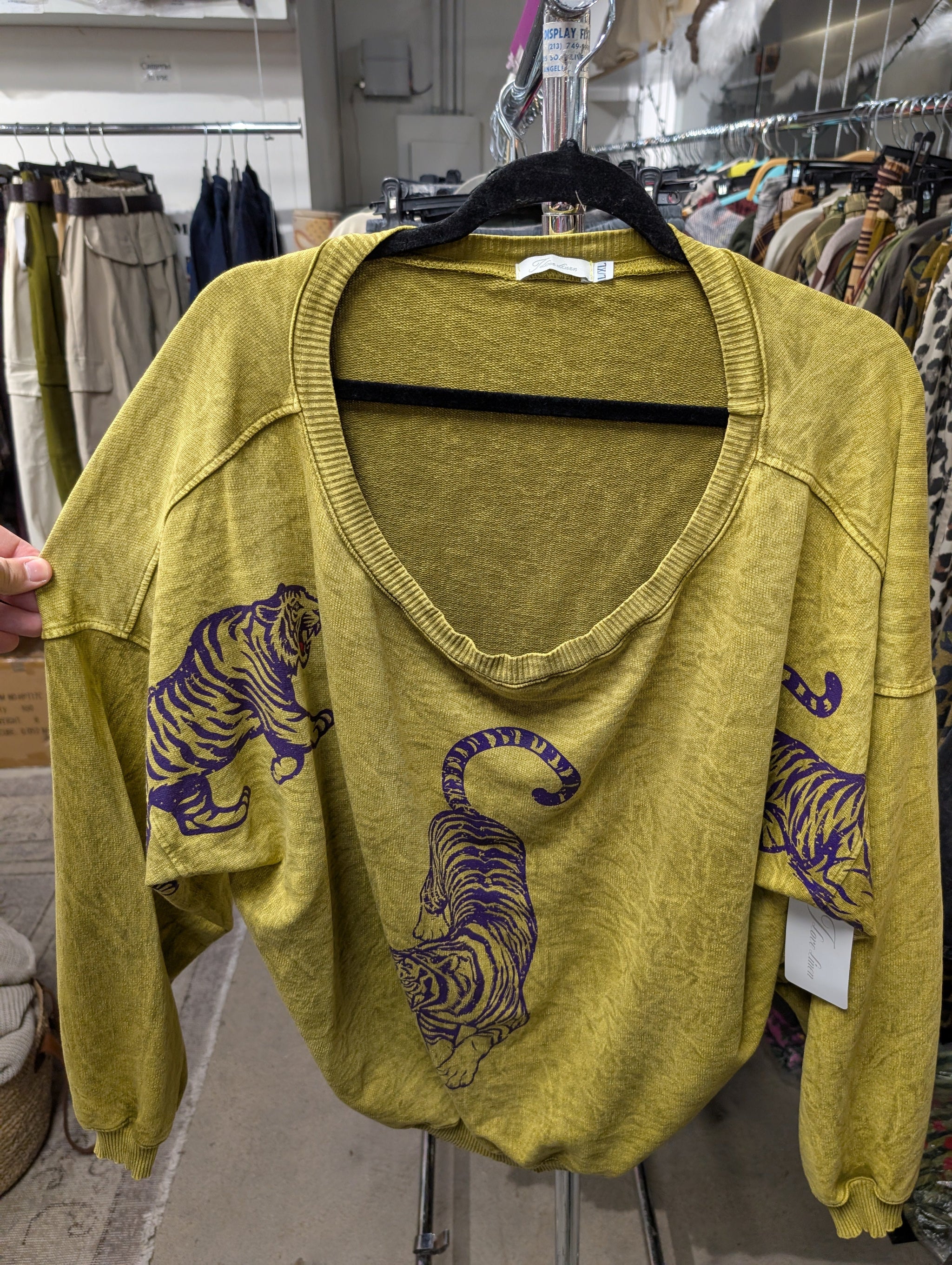 I Love Linen Triple Tiger Sweatshirt in Cream