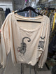 I Love Linen Triple Tiger Sweatshirt in Citron with Purple Tigers