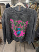 I Love Linen Neon Tiger Face Crop Sweatshirt in Camel