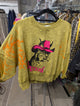 I Love Linen Meow Cowboy Cat Graphic Sweatshirt in Citron