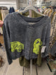 I Love Linen Neon Double Tiger Crop Sweatshirt in Charcoal