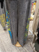 I Love Linen Neon Splatter Mineral Wash Wide Leg Pants in Charcoal