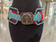 Kurtman Beaded Chief Leather Belt — front view showing chief buckle