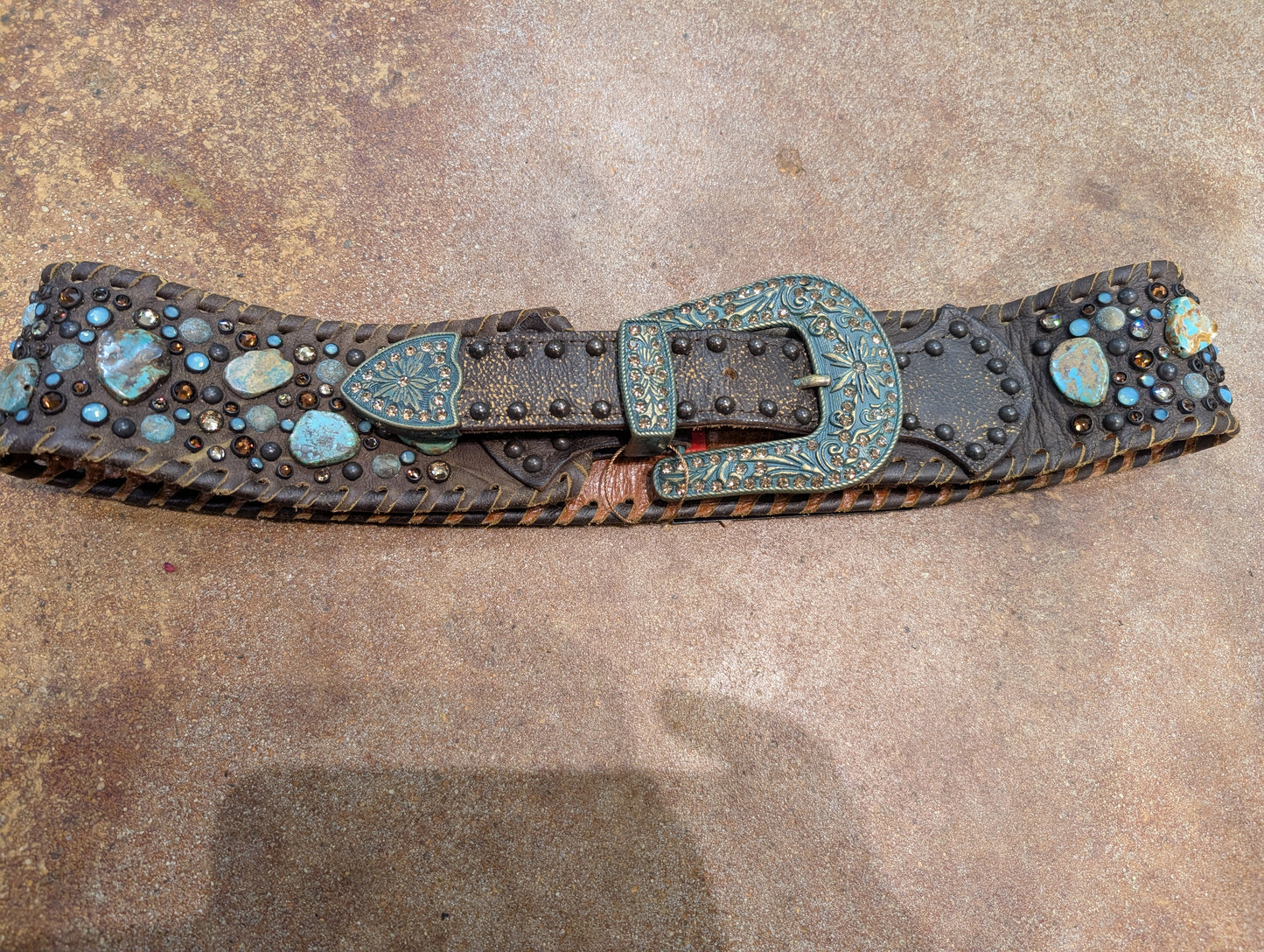 Kurtman Pre-Order — Raw Turquoise Stone Leather Belt