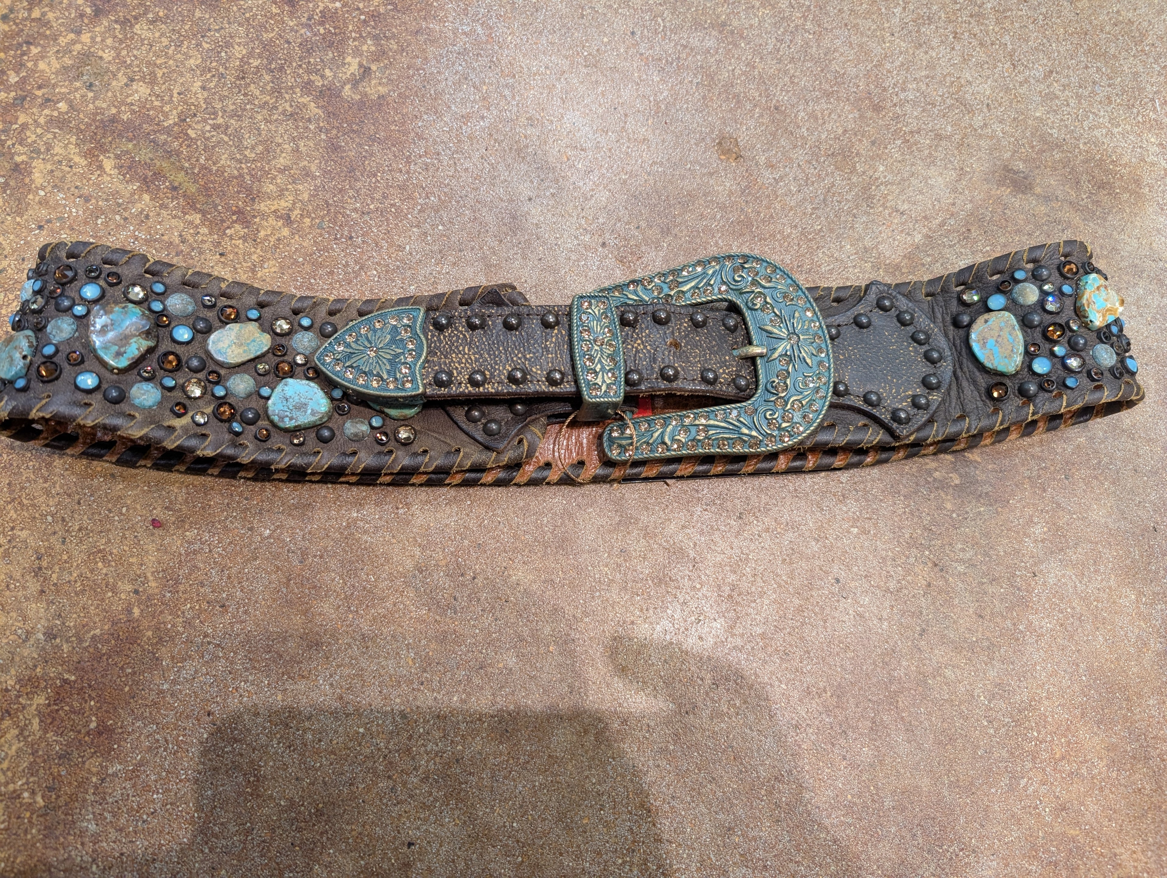 Kurtman Pre-Order — Raw Turquoise Stone Leather Belt