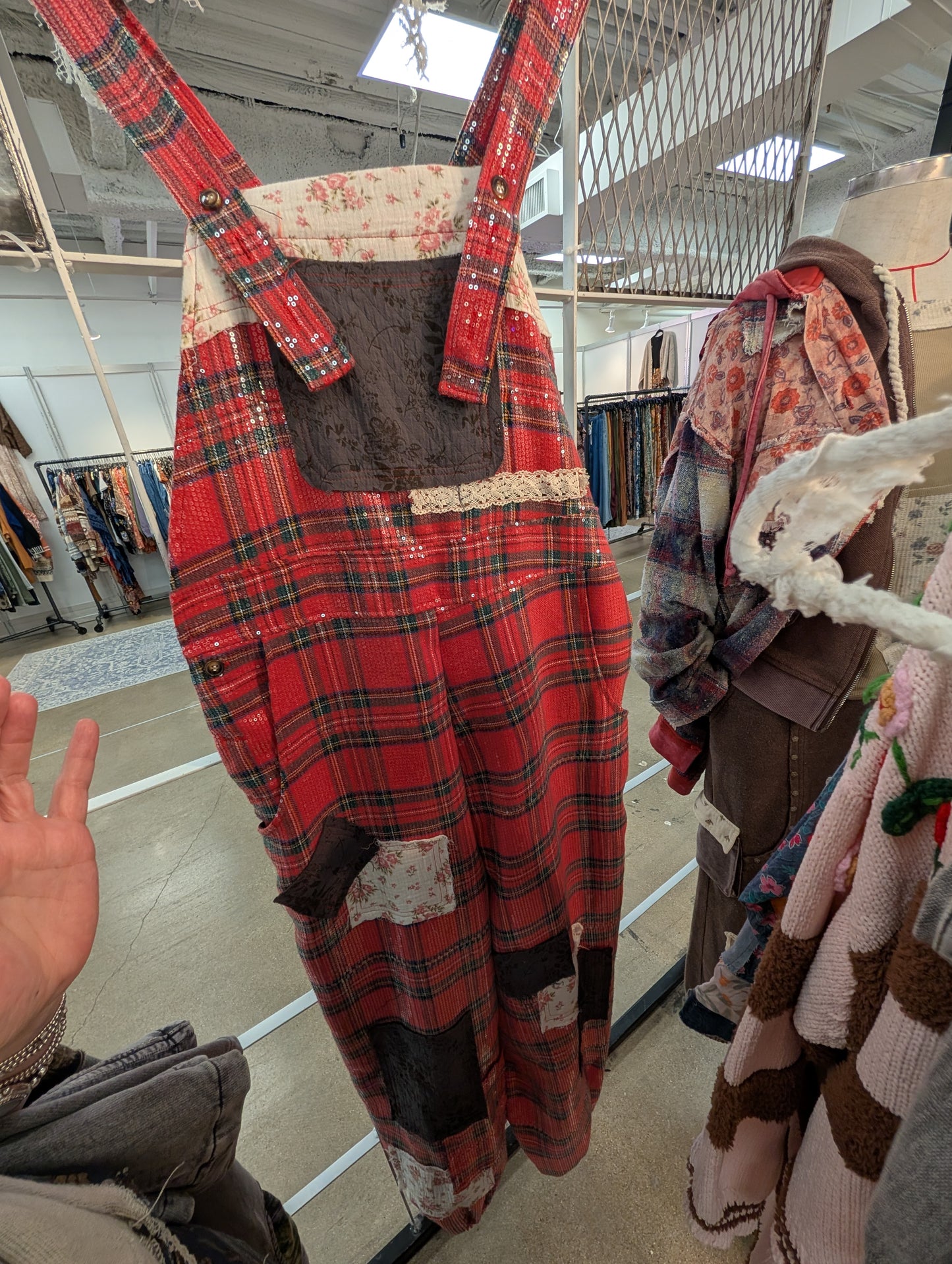 Pre Order POL SMP649A Red Plaid Overalls