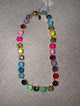 Pre Order WaFa Rainbow Crystal Necklace — large multicolor crystal collar necklace in gold setting, 16 inches