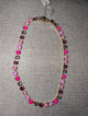 Pre Order WaFa Pink Multi Crystal Necklace — 16-inch collar of hot pink, blush, mauve and smoky rose crystals in gold setting