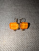 Pre Order WaFa Chunky Crystal Lever-Back Earrings — neon orange emerald-cut crystal in gold prong setting with lever-back closure