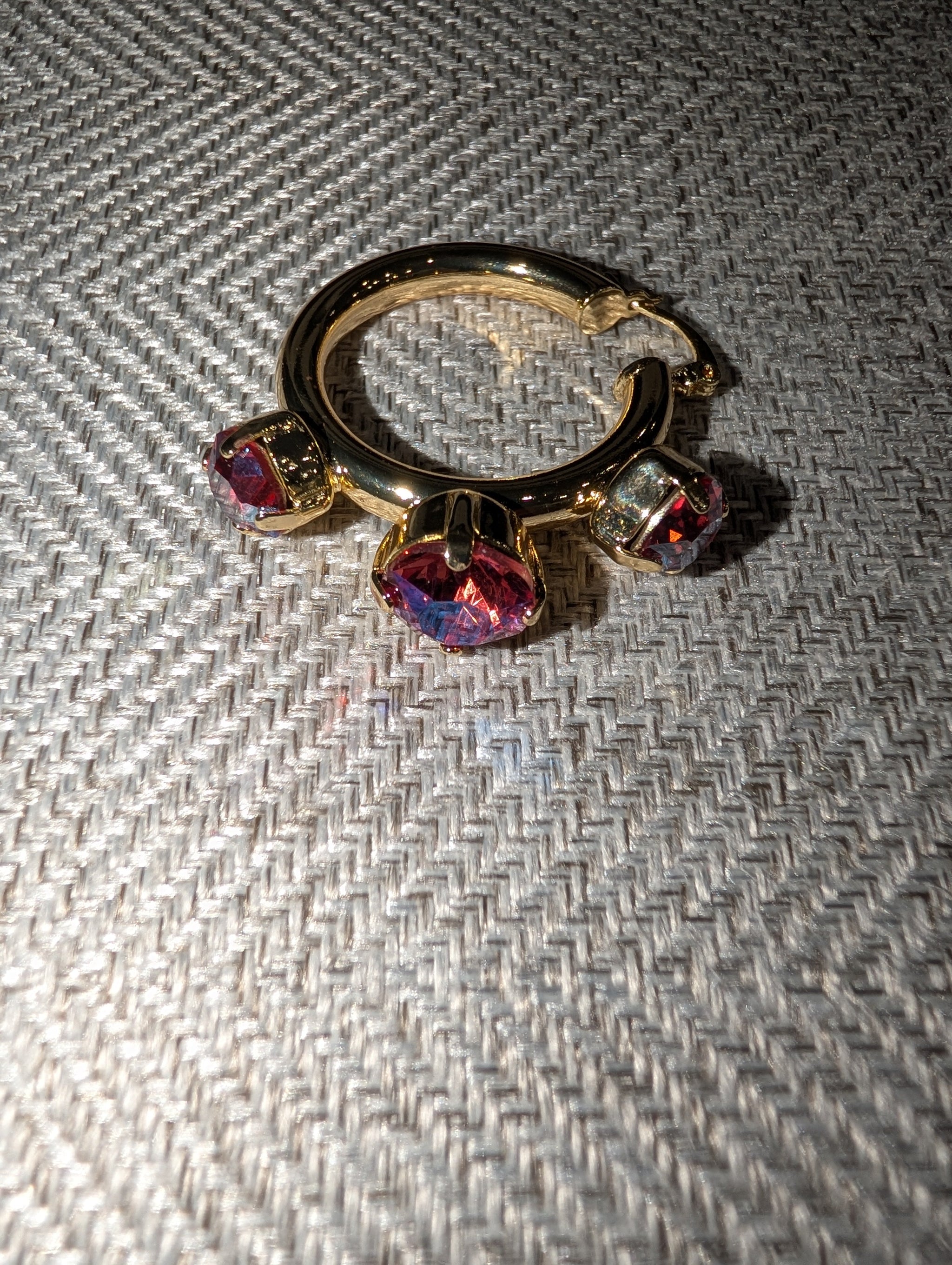 Pre Order WaFa 3-Stone Crystal Hoop Cuff Earrings — pink AB iridescent colorway