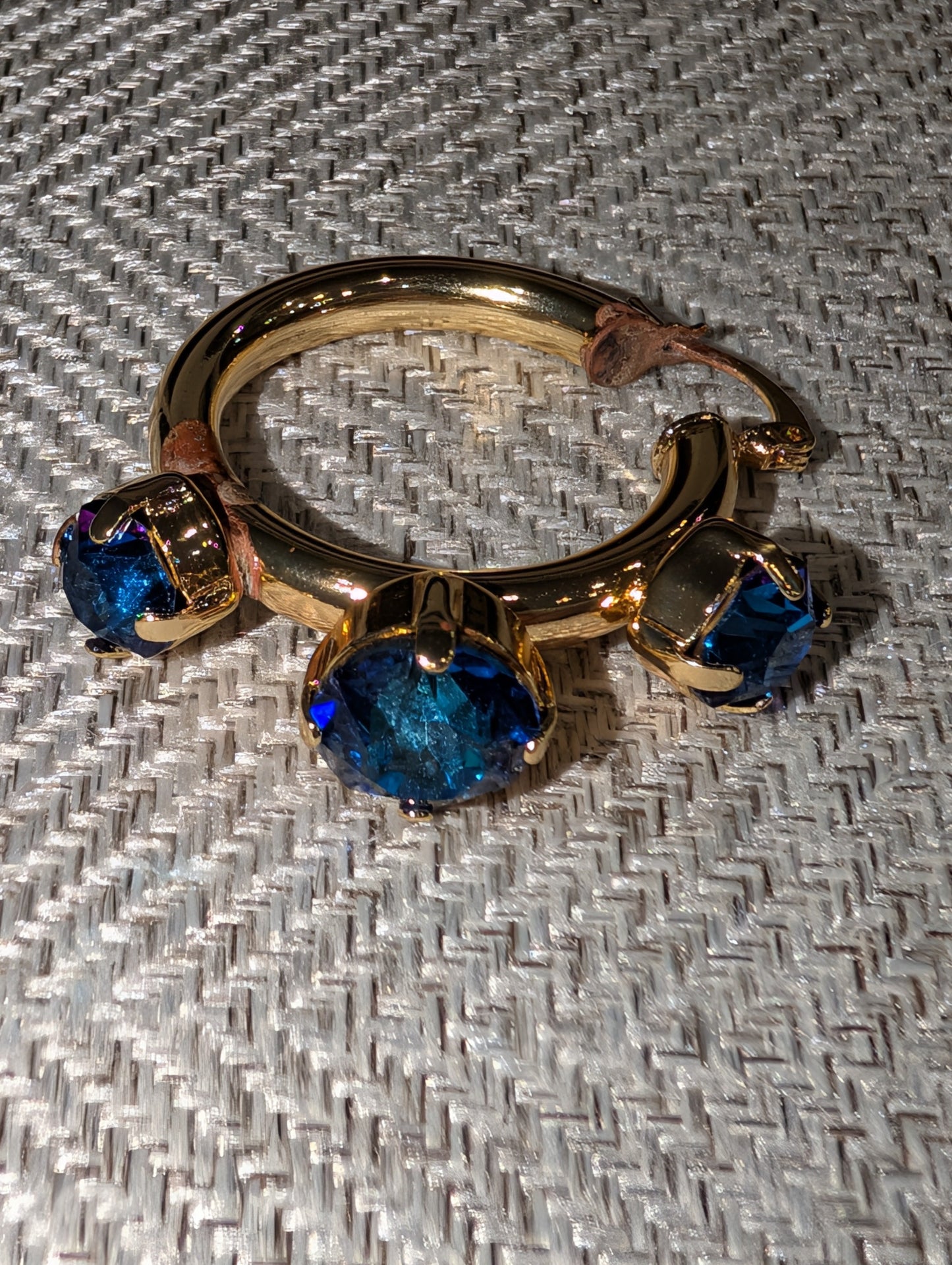 Pre Order WaFa 3-Stone Crystal Hoop Cuff Earrings — blue sapphire colorway