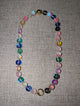 Pre Order WaFa Mermaid Glass Bead Necklace — multi color: full strand of mixed iridescent mermaid glass beads in every color with gold magnetic ball clasp and gold ring clasp