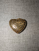 Pre Order WaFa Puffy Gold Scrollwork Heart Pendant — front: large puffy gold heart with intricate black-accented scrollwork and filigree engraving