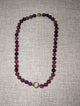 Pre Order WaFa Ruby Zoisite Gemstone Bead Necklace — faceted deep ruby red, magenta, and dark green tourmaline mixed gemstone beads with gold magnetic ball clasp and decorative gold spring ring center detail