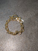 Pre Order WaFa Chunky Gold Circle Link Toggle Bracelet — chunky polished gold round circle links connected by textured barrel connectors with a decorative gold toggle clasp